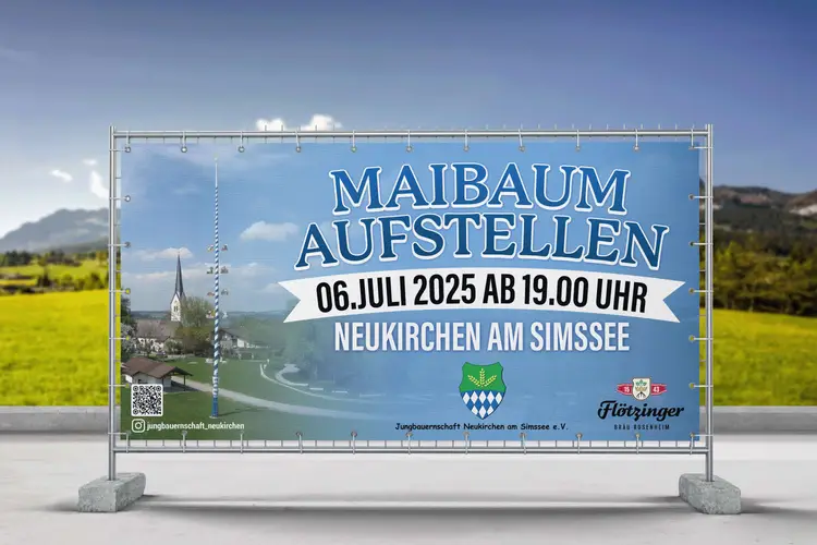 Jungbauernschaft Neukirchen Bauzaunbanner Maibaumaufstellen